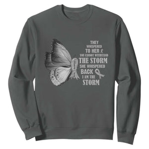 Parkinson's Awareness Sweatshirt She Whispered Back I Am The Storm Support Squad TS02 Dark Heather Print Your Wear