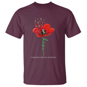 Parkinson's Awareness T Shirt Faith Hope Tulips Support Parkinsons Warrior TS02 Maroon Print Your Wear
