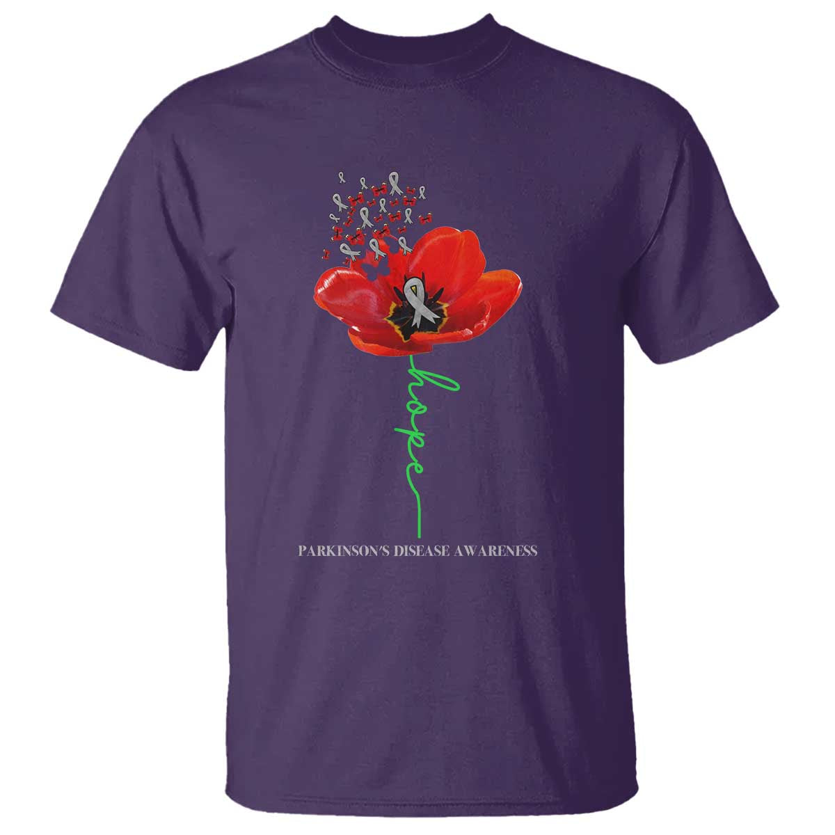 Parkinson's Awareness T Shirt Faith Hope Tulips Support Parkinsons Warrior TS02 Purple Print Your Wear