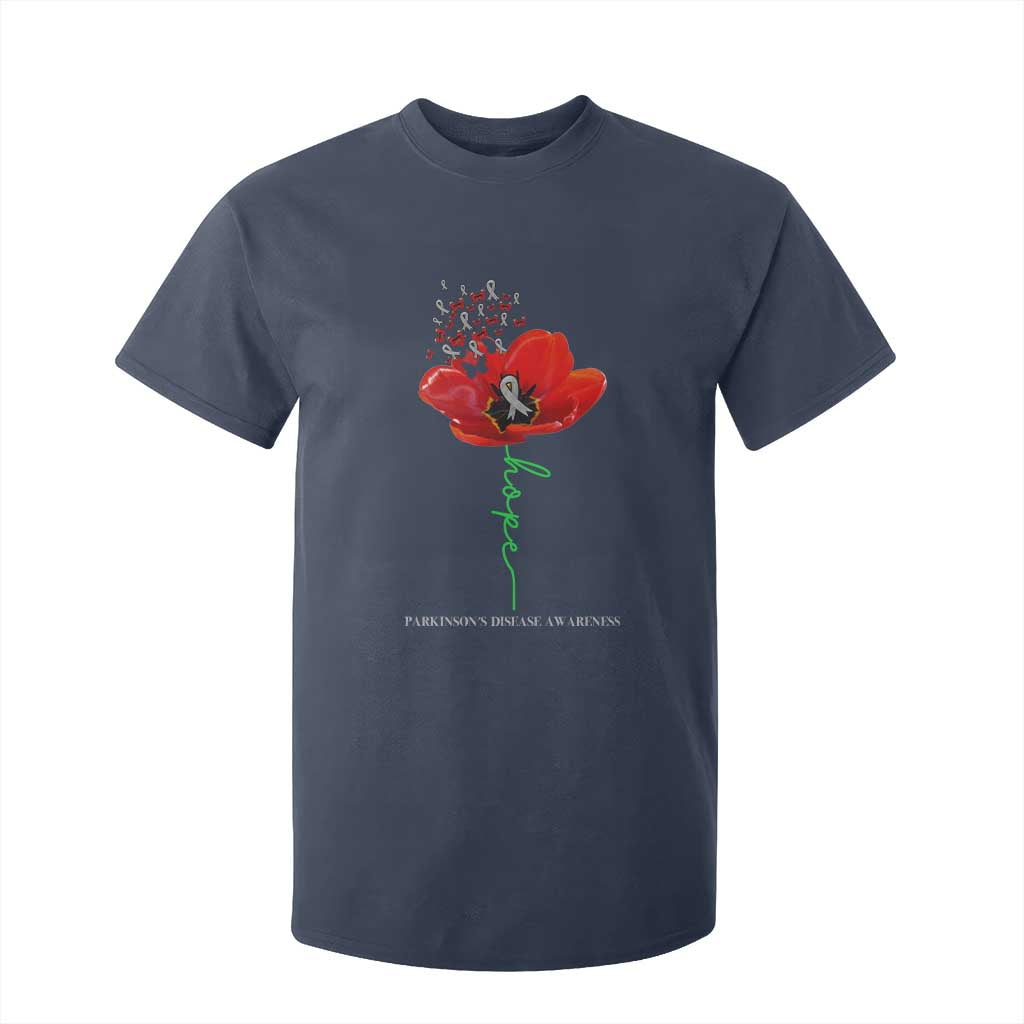 Parkinson's Awareness T Shirt For Kid Faith Hope Tulips Support Parkinsons Warrior TS02 Navy Print Your Wear