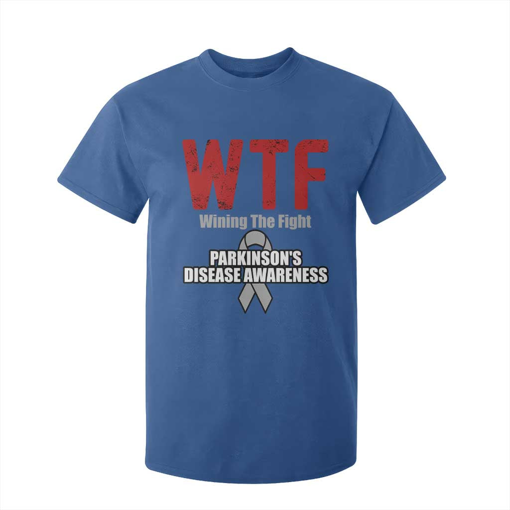 Parkinson's Awareness T Shirt For Kid WTF Winning The Fight Gray Ribbon Support Parkinsons Warriror TS02 Royal Blue Print Your Wear