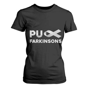 Parkinson's Awareness T Shirt For Women Puck Farkinsons Parkinson's Silver Gray Ribbon TS02 Black Print Your Wear