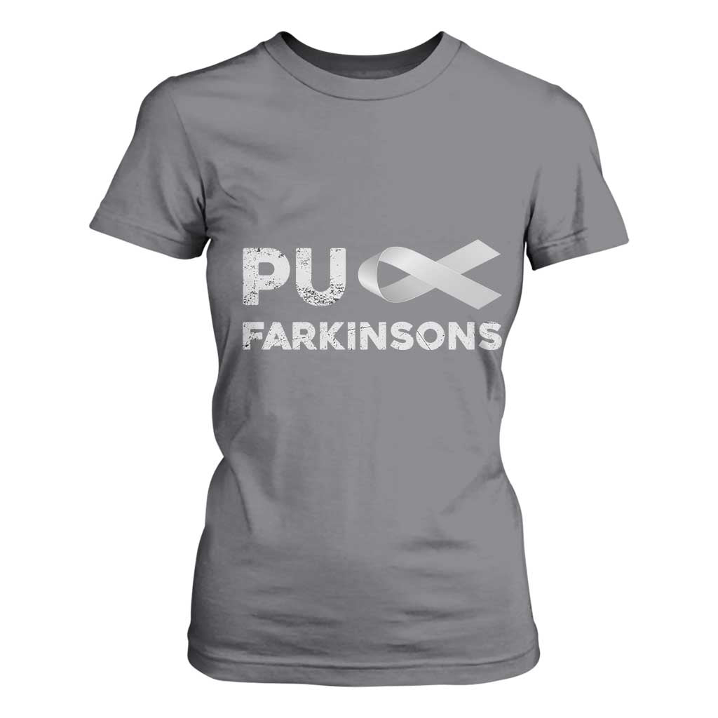 Parkinson's Awareness T Shirt For Women Puck Farkinsons Parkinson's Silver Gray Ribbon TS02 Charcoal Print Your Wear