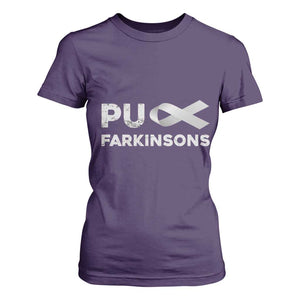 Parkinson's Awareness T Shirt For Women Puck Farkinsons Parkinson's Silver Gray Ribbon TS02 Purple Print Your Wear