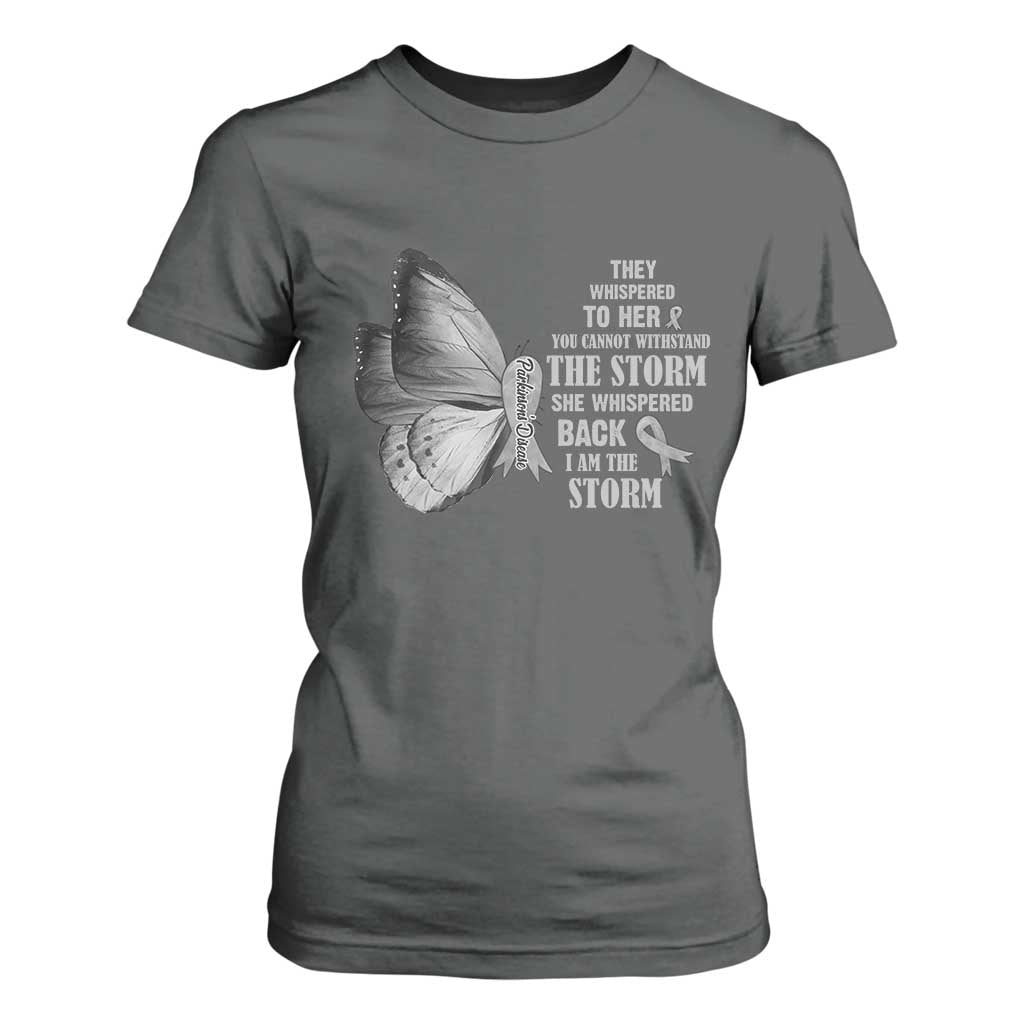 Parkinson's Awareness T Shirt For Women She Whispered Back I Am The Storm Support Squad TS02 Dark Heather Print Your Wear