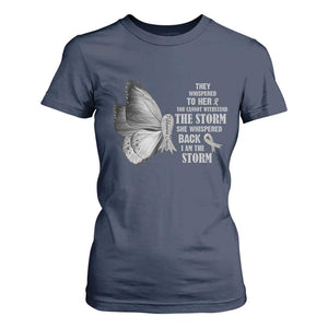 Parkinson's Awareness T Shirt For Women She Whispered Back I Am The Storm Support Squad TS02 Navy Print Your Wear