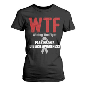 Parkinson's Awareness T Shirt For Women WTF Winning The Fight Gray Ribbon Support Parkinsons Warriror TS02 Black Print Your Wear