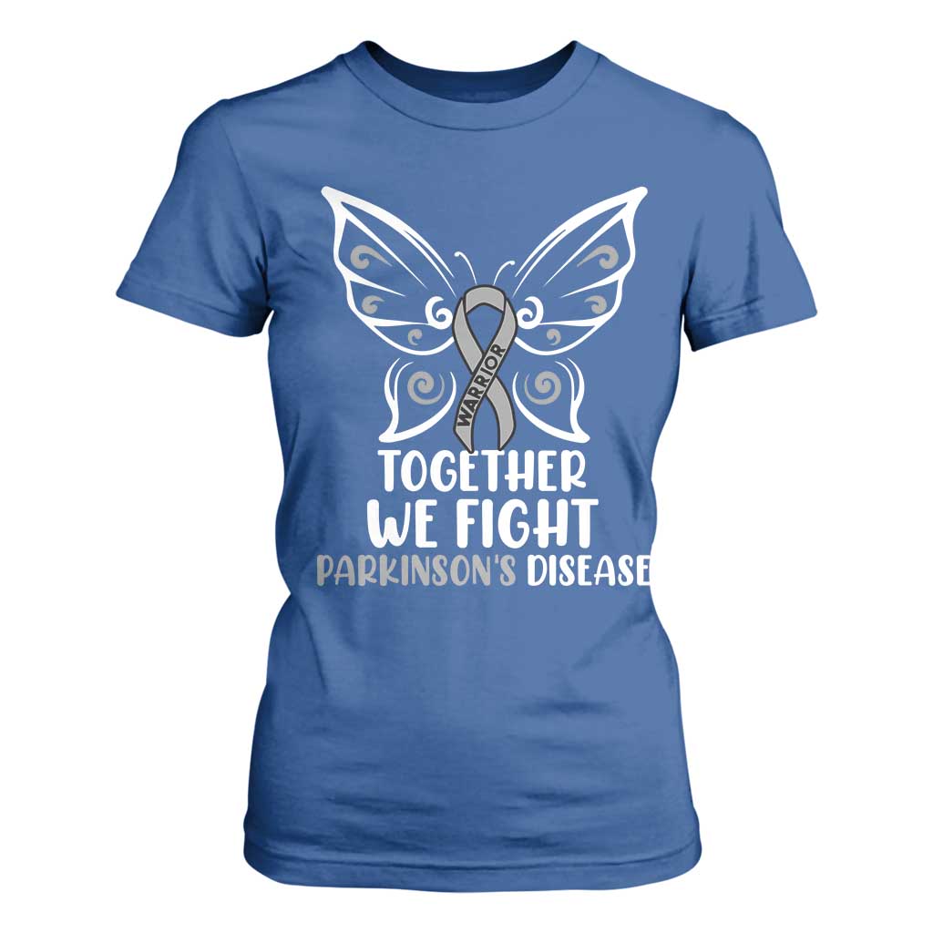 Parkinson's Awareness T Shirt For Women We Fight Together Support Squad Gray Ribbon Butterfly TS02 Royal Blue Print Your Wear