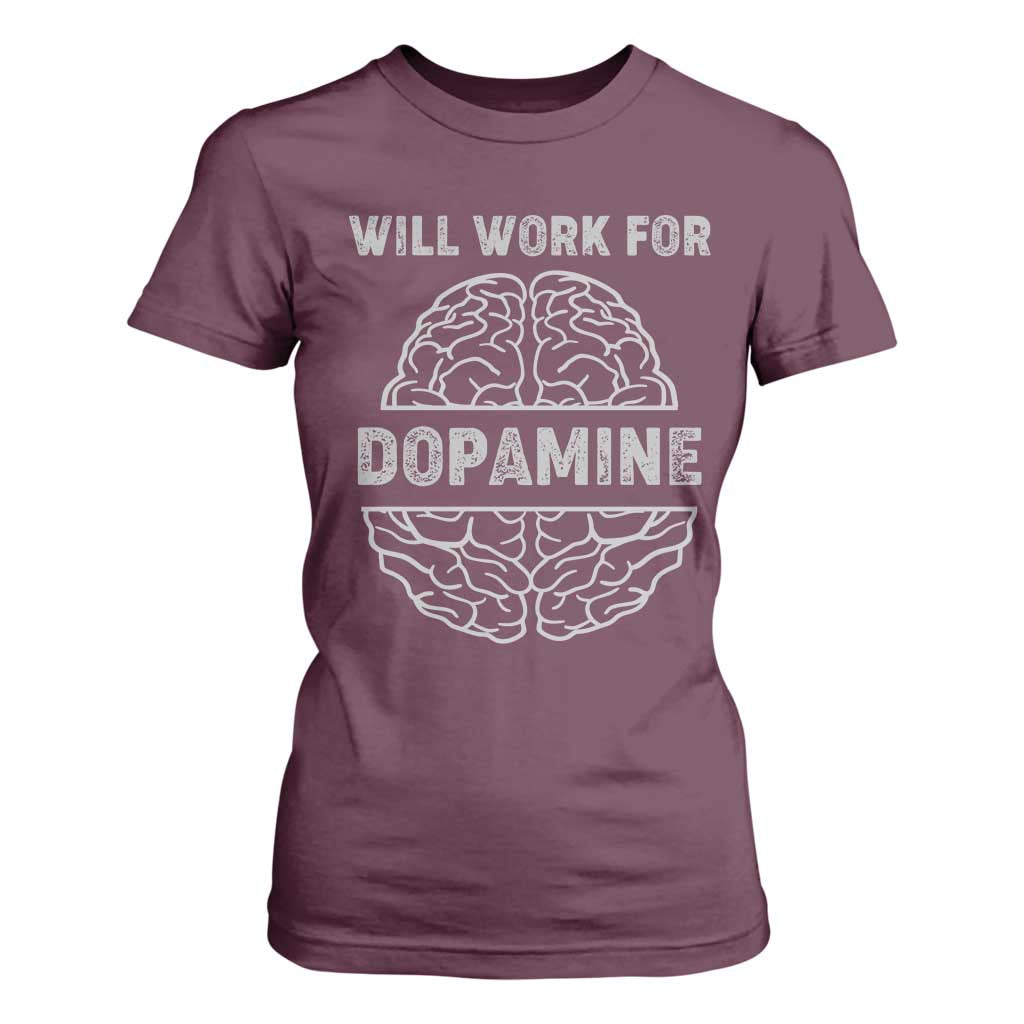 Parkinson's Awareness T Shirt For Women Work For Dopamine Parkinsons Warrior Support TS02 Maroon Print Your Wear