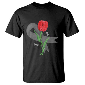 Parkinson's Awareness T Shirt Gray Ribbon Tulips Support Parkinsons Warrior TS02 Black Print Your Wear