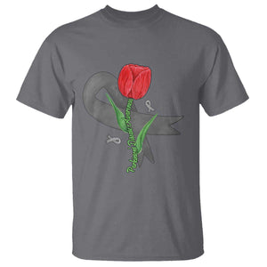 Parkinson's Awareness T Shirt Gray Ribbon Tulips Support Parkinsons Warrior TS02 Charcoal Print Your Wear