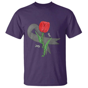 Parkinson's Awareness T Shirt Gray Ribbon Tulips Support Parkinsons Warrior TS02 Purple Print Your Wear