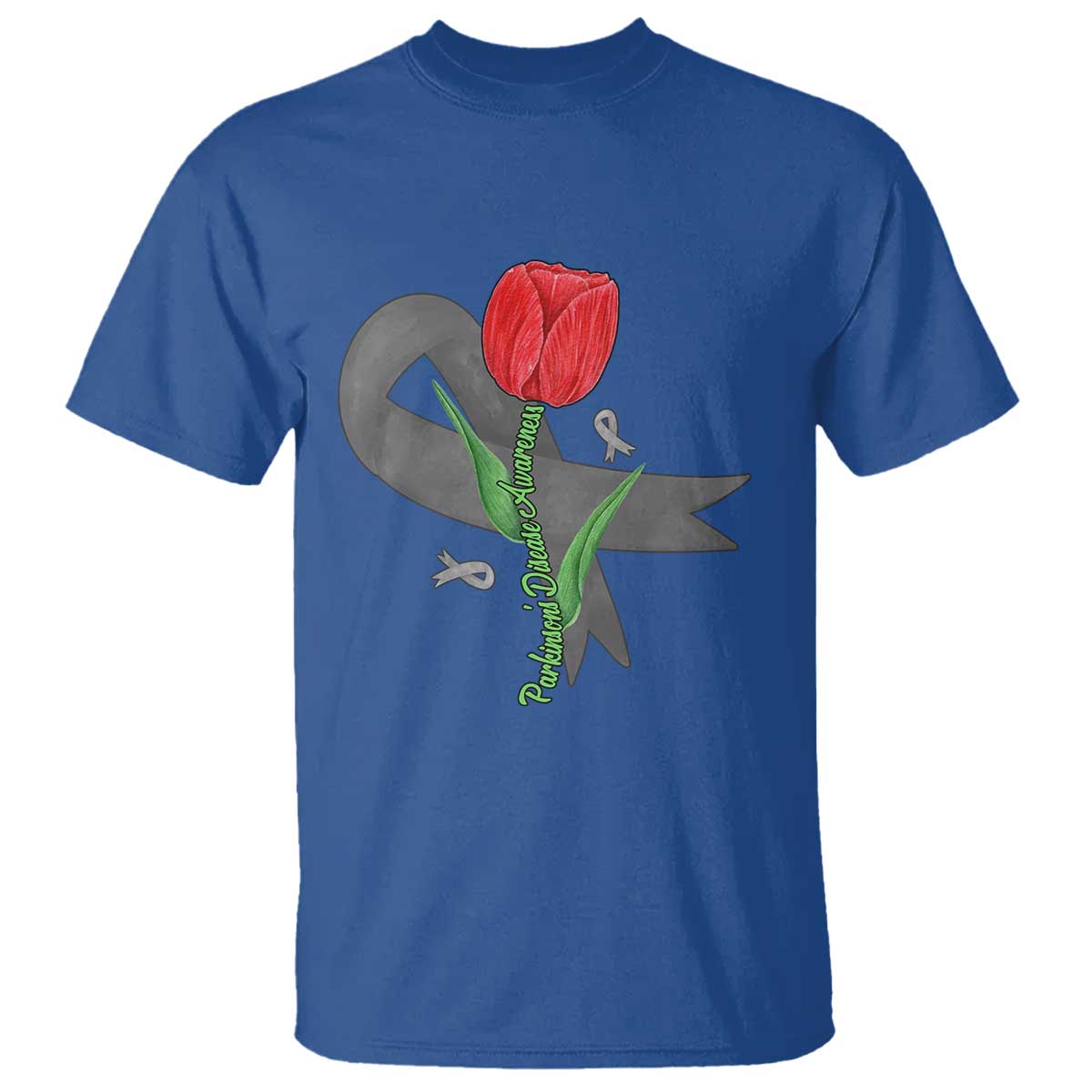 Parkinson's Awareness T Shirt Gray Ribbon Tulips Support Parkinsons Warrior TS02 Royal Blue Print Your Wear