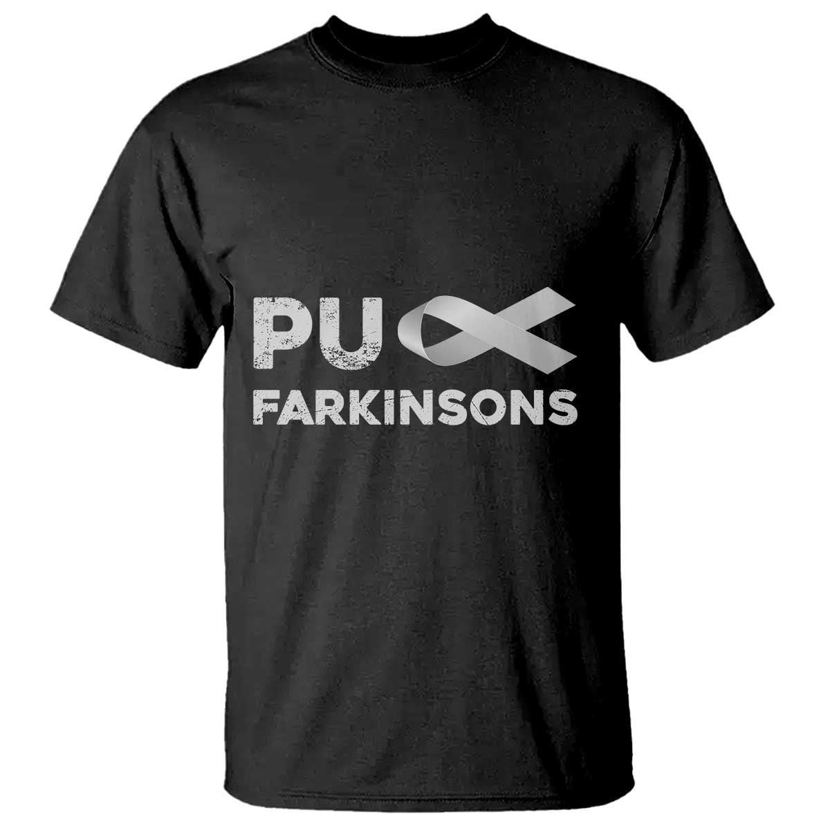 Parkinson's Awareness T Shirt Puck Farkinsons Parkinson's Silver Gray Ribbon TS02 Black Print Your Wear