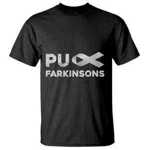 Parkinson's Awareness T Shirt Puck Farkinsons Parkinson's Silver Gray Ribbon TS02 Black Print Your Wear