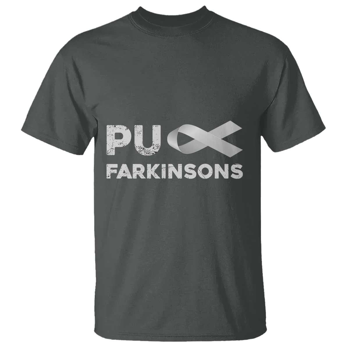Parkinson's Awareness T Shirt Puck Farkinsons Parkinson's Silver Gray Ribbon TS02 Dark Heather Print Your Wear