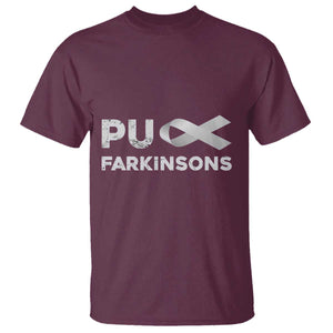 Parkinson's Awareness T Shirt Puck Farkinsons Parkinson's Silver Gray Ribbon TS02 Maroon Print Your Wear