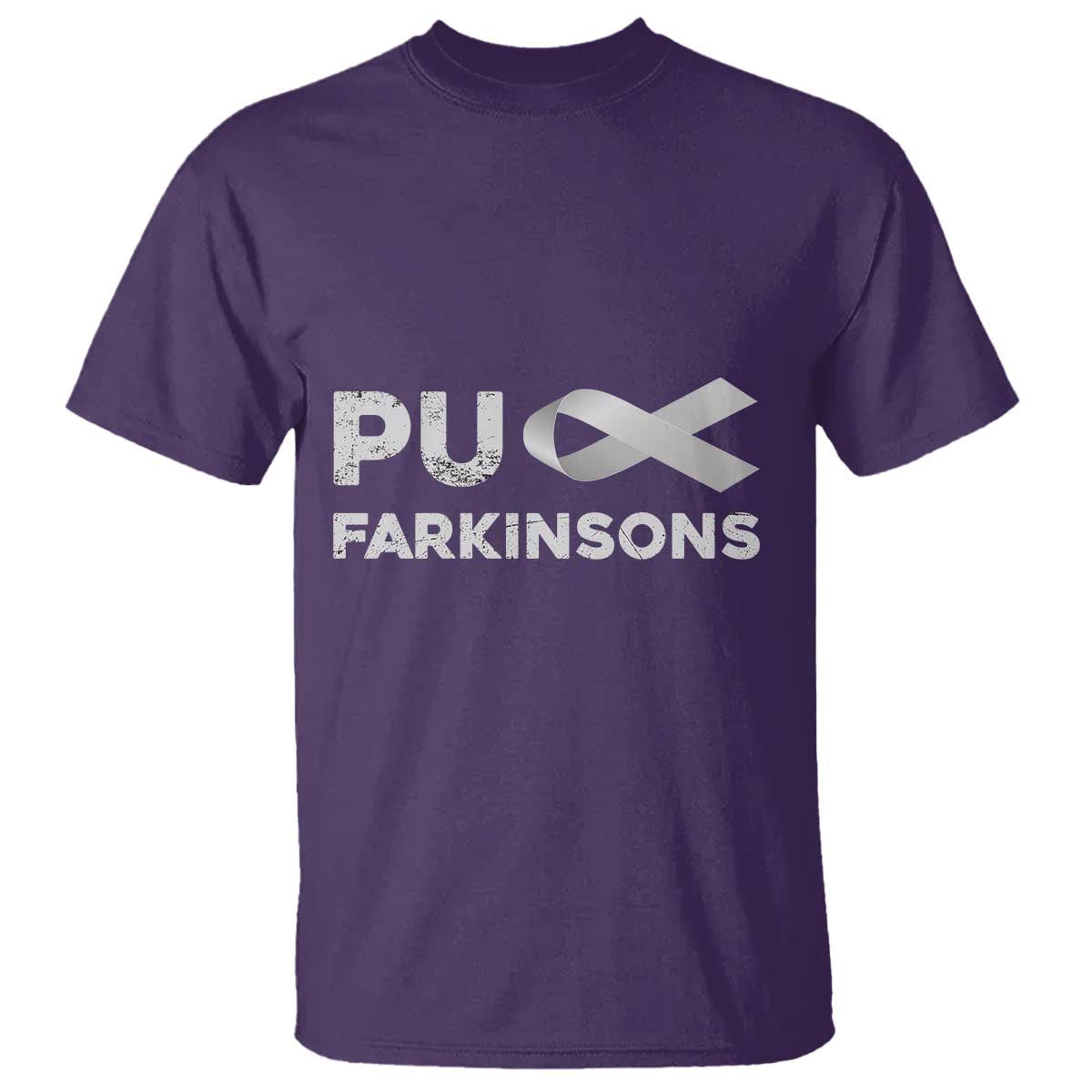 Parkinson's Awareness T Shirt Puck Farkinsons Parkinson's Silver Gray Ribbon TS02 Purple Print Your Wear