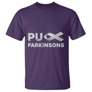 Parkinson's Awareness T Shirt Puck Farkinsons Parkinson's Silver Gray Ribbon TS02 Purple Print Your Wear