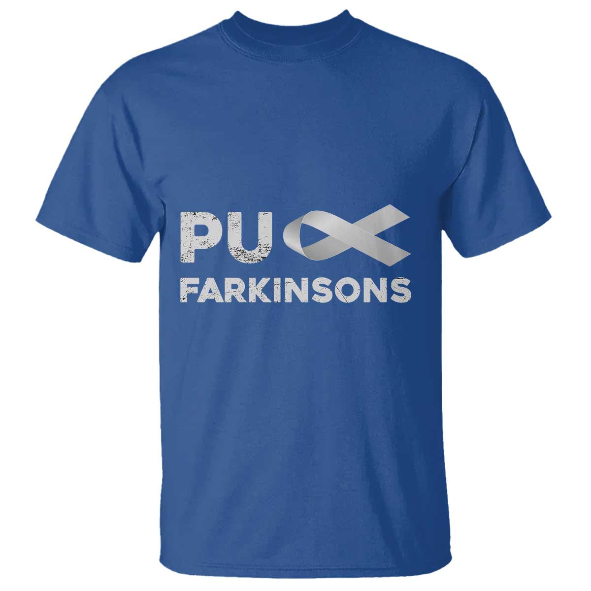 Parkinson's Awareness T Shirt Puck Farkinsons Parkinson's Silver Gray Ribbon TS02 Royal Blue Print Your Wear