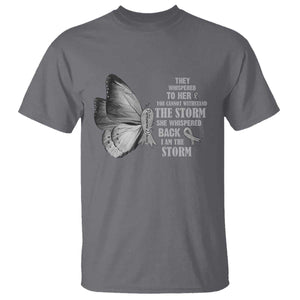 Parkinson's Awareness T Shirt She Whispered Back I Am The Storm Support Squad TS02 Charcoal Print Your Wear