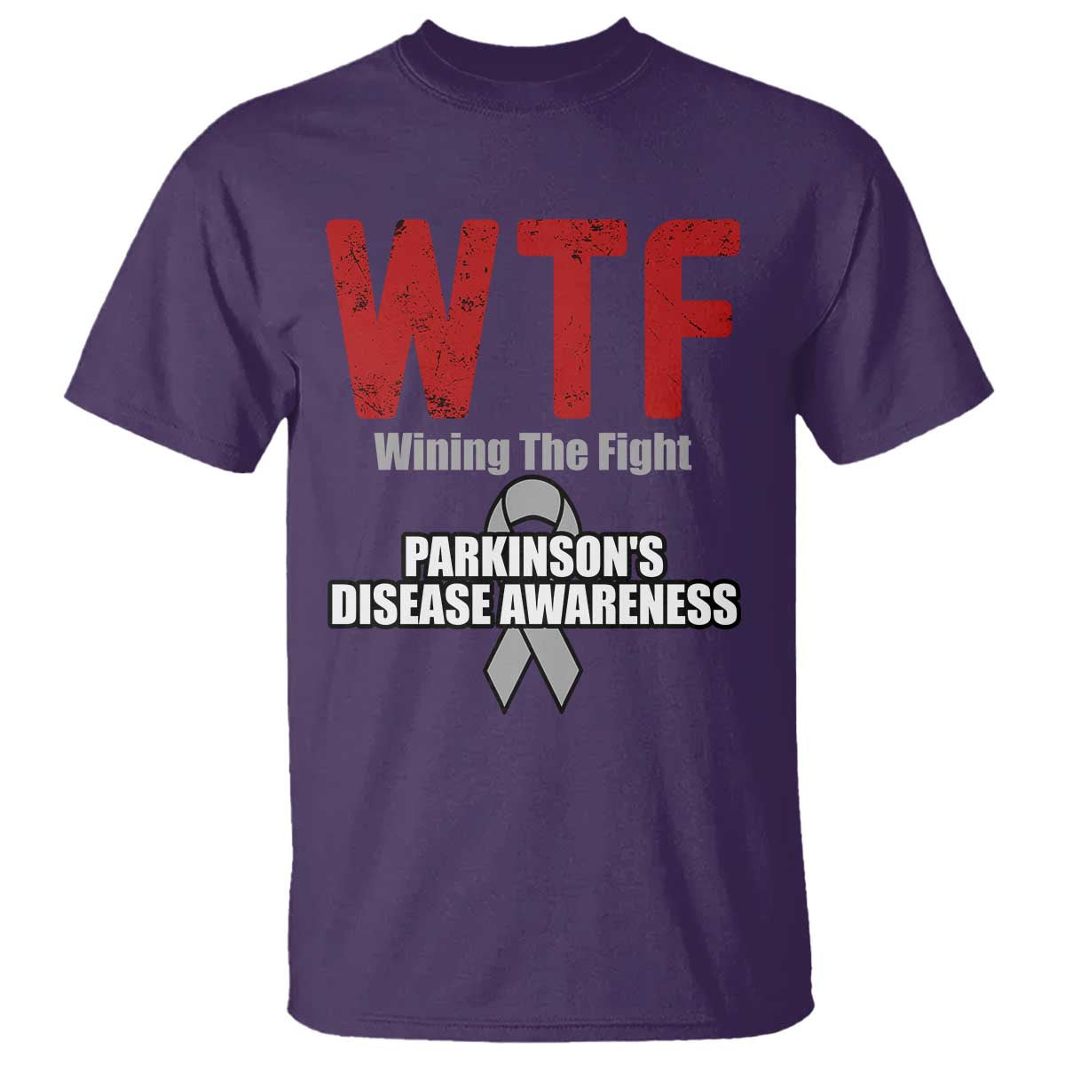 Parkinson's Awareness T Shirt WTF Winning The Fight Gray Ribbon Support Parkinsons Warriror TS02 Purple Print Your Wear