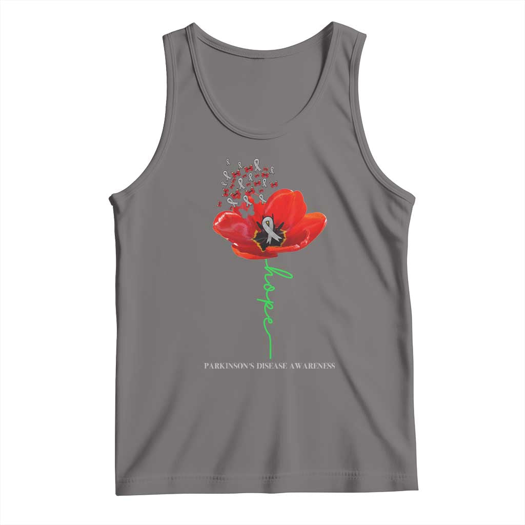 Parkinson's Awareness Tank Top Faith Hope Tulips Support Parkinsons Warrior TS02 Deep Heather Print Your Wear