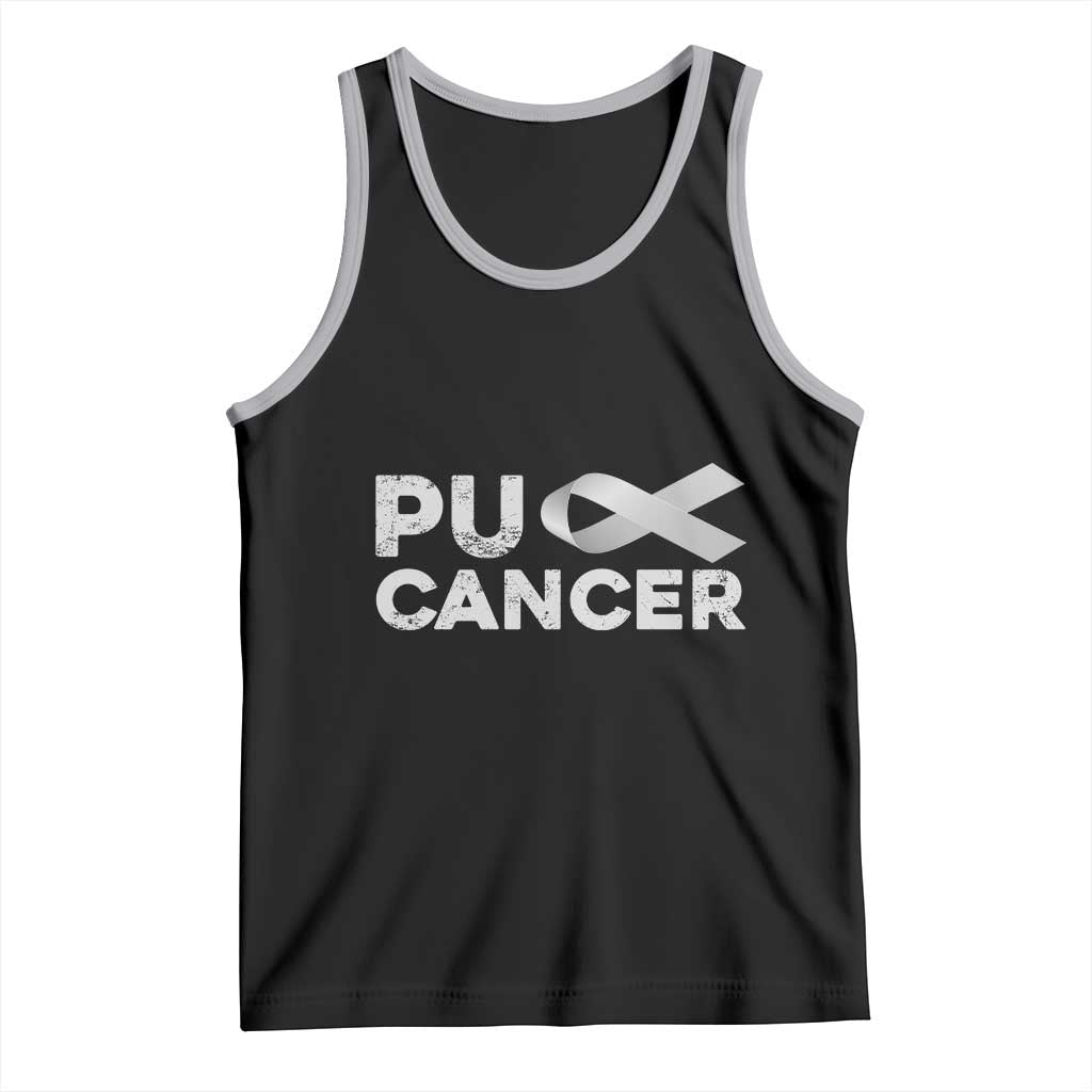 Parkinson's Awareness Tank Top Puck Farkinsons Parkinson's Silver Gray Ribbon TS02 Black Athletic Heather Print Your Wear