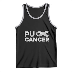 Parkinson's Awareness Tank Top Puck Farkinsons Parkinson's Silver Gray Ribbon TS02 Black Athletic Heather Print Your Wear