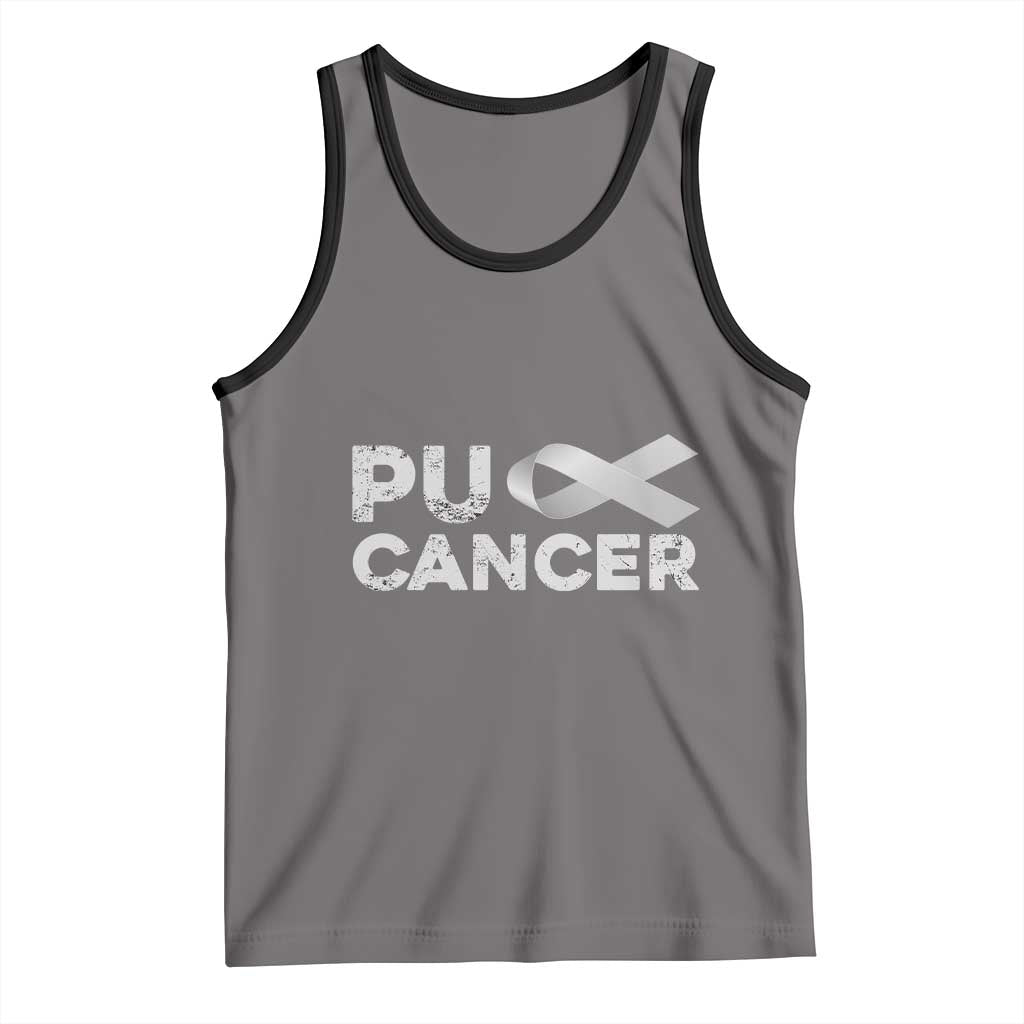 Parkinson's Awareness Tank Top Puck Farkinsons Parkinson's Silver Gray Ribbon TS02 Deep Heather Black Print Your Wear