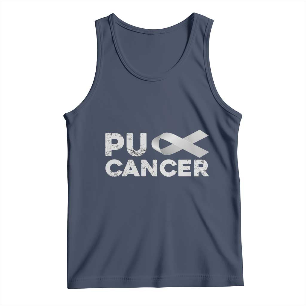 Parkinson's Awareness Tank Top Puck Farkinsons Parkinson's Silver Gray Ribbon TS02 Navy Print Your Wear