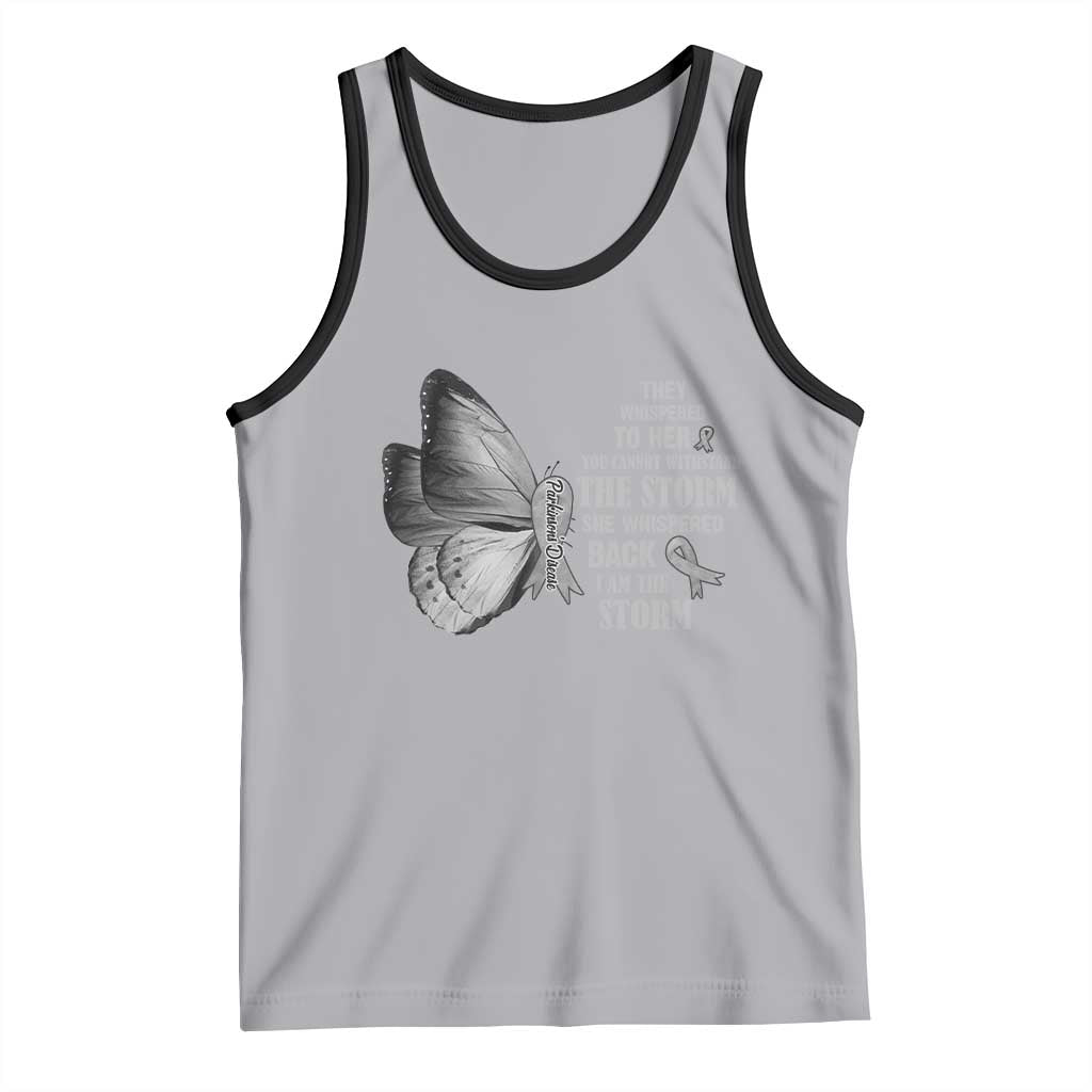 Parkinson's Awareness Tank Top She Whispered Back I Am The Storm Support Squad TS02 Athletic Heather Black Print Your Wear