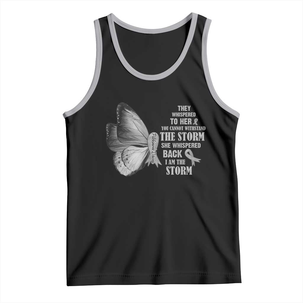 Parkinson's Awareness Tank Top She Whispered Back I Am The Storm Support Squad TS02 Black Athletic Heather Print Your Wear