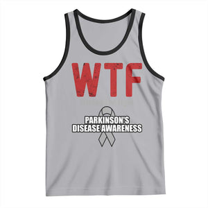 Parkinson's Awareness Tank Top WTF Winning The Fight Gray Ribbon Support Parkinsons Warriror TS02 Athletic Heather Black Print Your Wear