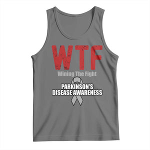 Parkinson's Awareness Tank Top WTF Winning The Fight Gray Ribbon Support Parkinsons Warriror TS02 Black Heather Print Your Wear