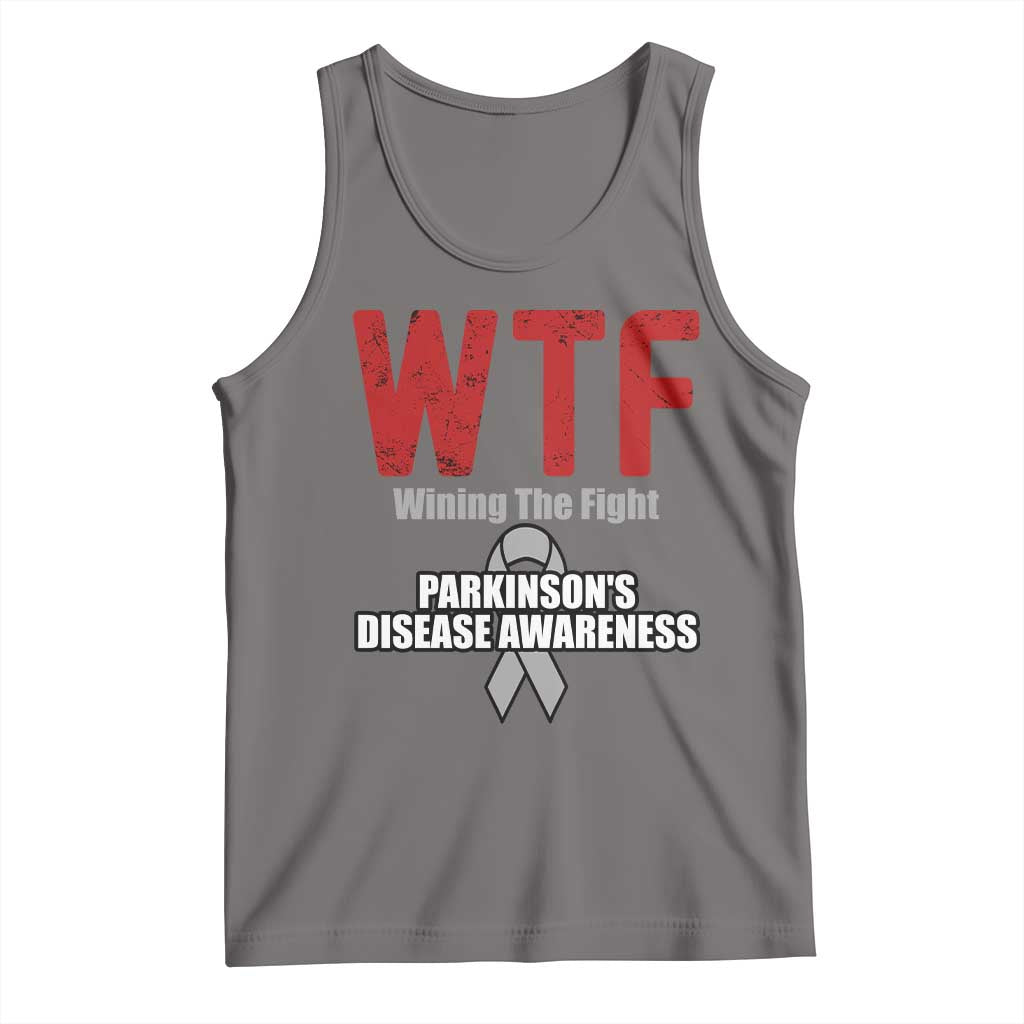 Parkinson's Awareness Tank Top WTF Winning The Fight Gray Ribbon Support Parkinsons Warriror TS02 Deep Heather Print Your Wear