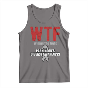 Parkinson's Awareness Tank Top WTF Winning The Fight Gray Ribbon Support Parkinsons Warriror TS02 Deep Heather Print Your Wear