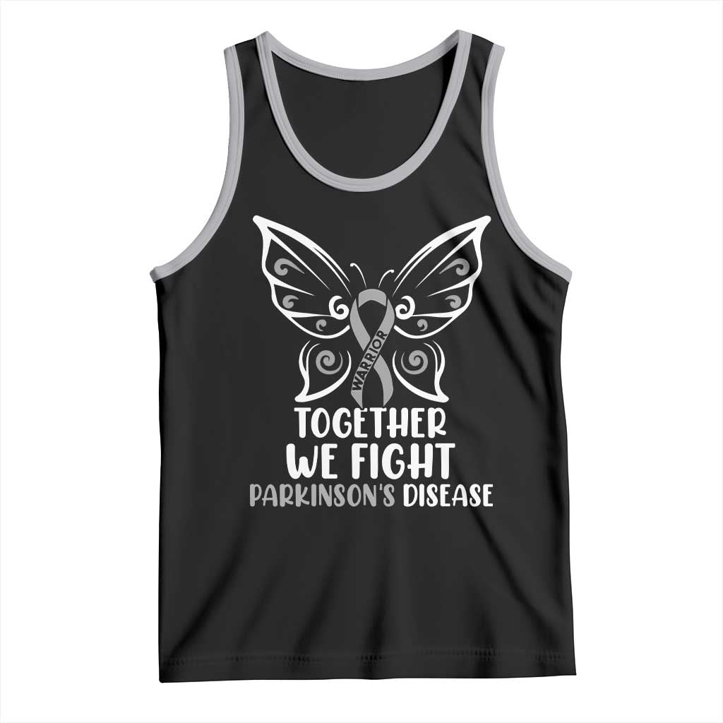 Parkinson's Awareness Tank Top We Fight Together Support Squad Gray Ribbon Butterfly TS02 Black Athletic Heather Print Your Wear