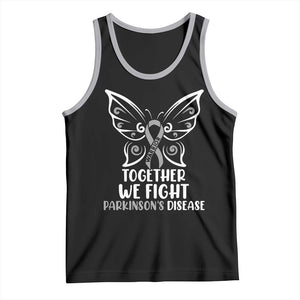 Parkinson's Awareness Tank Top We Fight Together Support Squad Gray Ribbon Butterfly TS02 Black Athletic Heather Print Your Wear