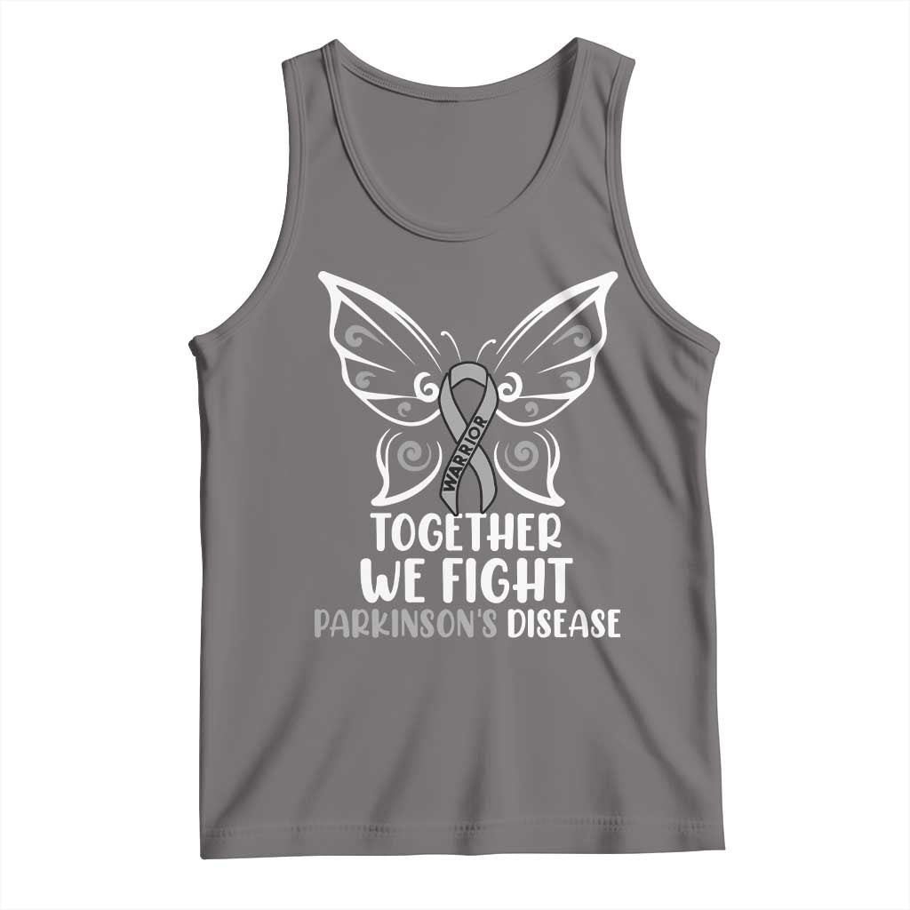 Parkinson's Awareness Tank Top We Fight Together Support Squad Gray Ribbon Butterfly TS02 Deep Heather Print Your Wear