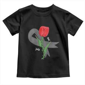 Parkinson's Awareness Toddler T Shirt Gray Ribbon Tulips Support Parkinsons Warrior TS02 Black Print Your Wear