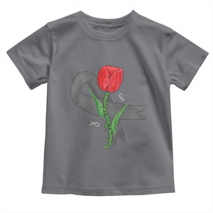 Parkinson's Awareness Toddler T Shirt Gray Ribbon Tulips Support Parkinsons Warrior TS02 Charcoal Print Your Wear