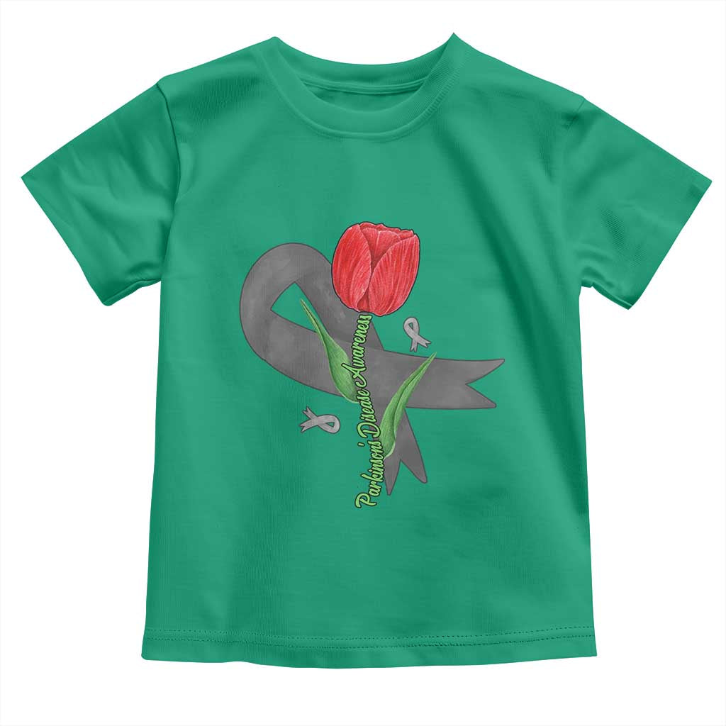 Parkinson's Awareness Toddler T Shirt Gray Ribbon Tulips Support Parkinsons Warrior TS02 Irish Green Print Your Wear