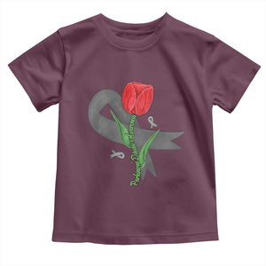 Parkinson's Awareness Toddler T Shirt Gray Ribbon Tulips Support Parkinsons Warrior TS02 Maroon Print Your Wear