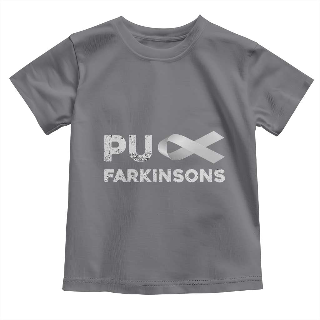 Parkinson's Awareness Toddler T Shirt Puck Farkinsons Parkinson's Silver Gray Ribbon TS02 Charcoal Print Your Wear