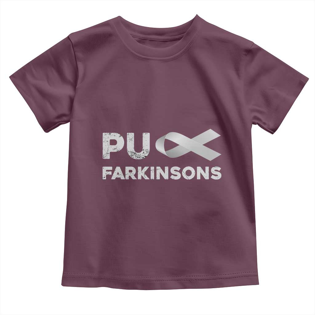 Parkinson's Awareness Toddler T Shirt Puck Farkinsons Parkinson's Silver Gray Ribbon TS02 Maroon Print Your Wear