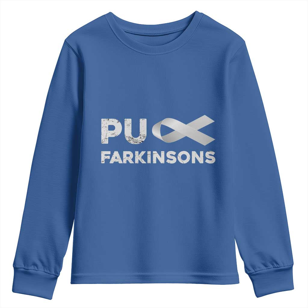 Parkinson's Awareness Youth Sweatshirt Puck Farkinsons Parkinson's Silver Gray Ribbon TS02 Royal Blue Print Your Wear