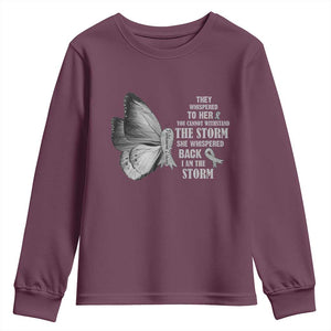 Parkinson's Awareness Youth Sweatshirt She Whispered Back I Am The Storm Support Squad TS02 Maroon Print Your Wear