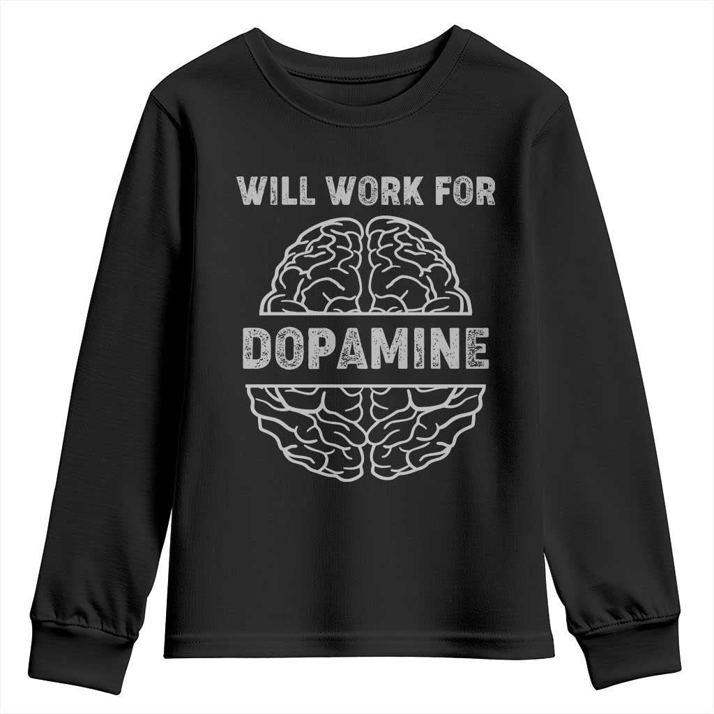 Parkinson's Awareness Youth Sweatshirt Work For Dopamine Parkinsons Warrior Support TS02 Black Print Your Wear