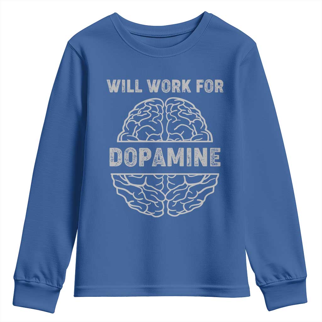 Parkinson's Awareness Youth Sweatshirt Work For Dopamine Parkinsons Warrior Support TS02 Royal Blue Print Your Wear